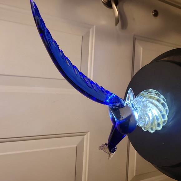 Mid-Century Murano Blown Glass Blue and Gold Pheasant 12" - Picture 6 of 13